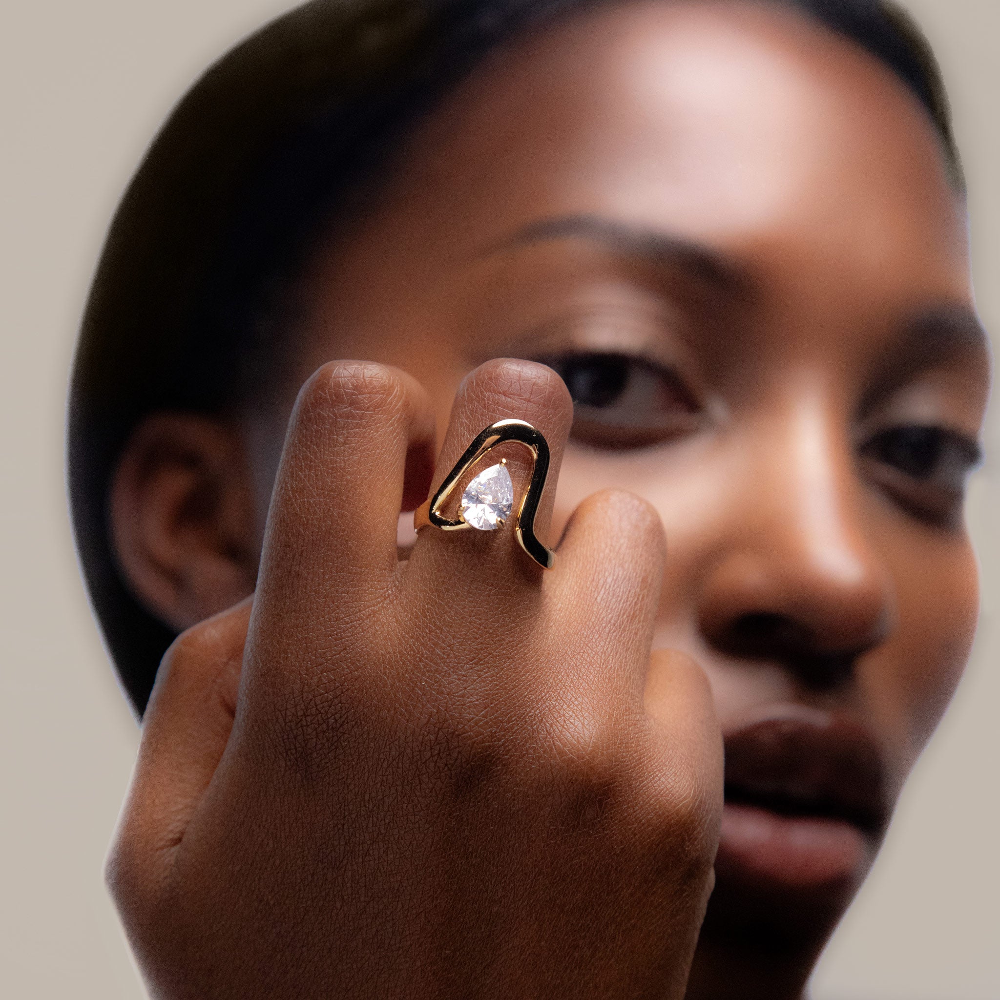 Minos Crystal Band Ring in Gold